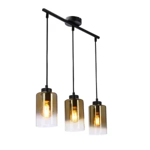 Závesná lampa Aspra čierna 3x60W e27 jantárové tienidlo