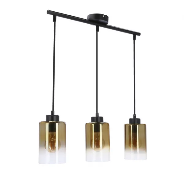 Závesná lampa Aspra čierna 3x60W e27 jantárové tienidlo