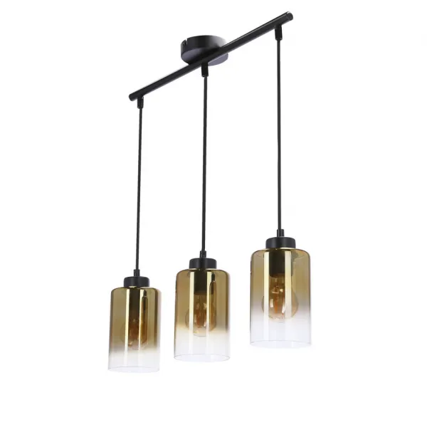 Závesná lampa Aspra čierna 3x60W e27 jantárové tienidlo
