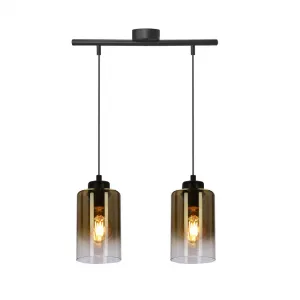 Závesná lampa Aspra čierna 2x60W e27 jantárové tienidlo
