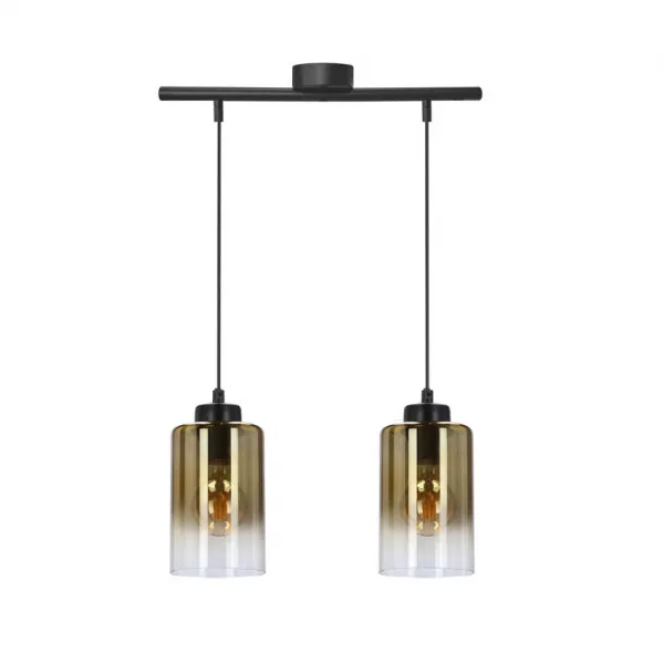 Závesná lampa Aspra čierna 2x60W e27 jantárové tienidlo