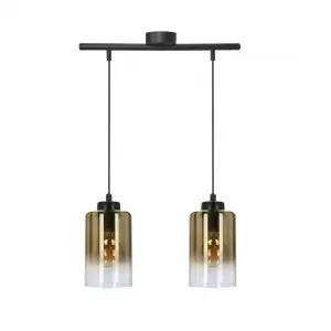 Závesná lampa Aspra čierna 2x60W e27 jantárové tienidlo
