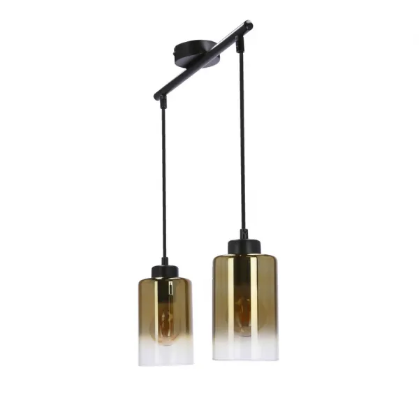 Závesná lampa Aspra čierna 2x60W e27 jantárové tienidlo