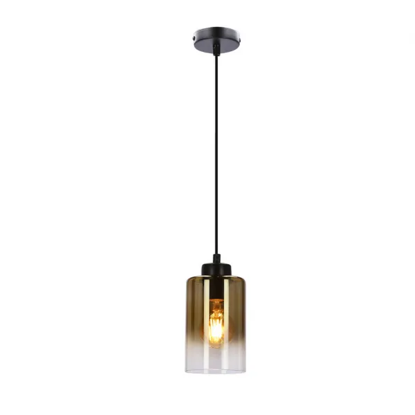 Závesná lampa Aspra čierna 1x60W e27 jantárové tienidlo