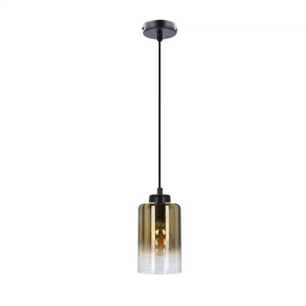 Závesná lampa Aspra čierna 1x60W e27 jantárové tienidlo