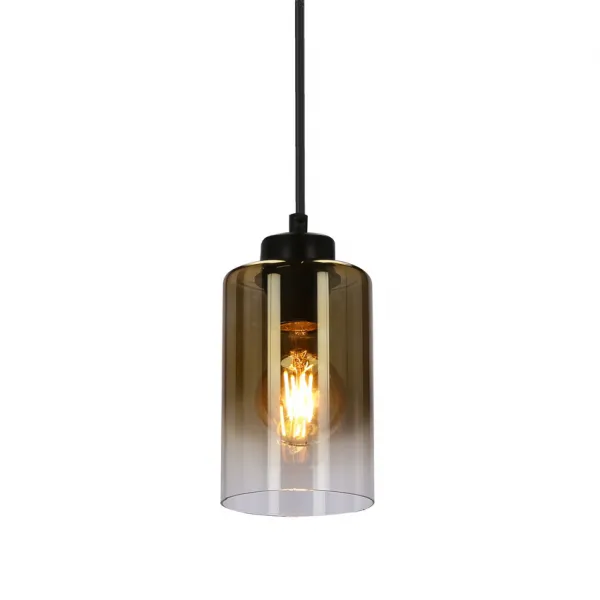 Závesná lampa Aspra čierna 1x60W e27 jantárové tienidlo