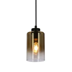 Závesná lampa Aspra čierna 1x60W e27 jantárové tienidlo