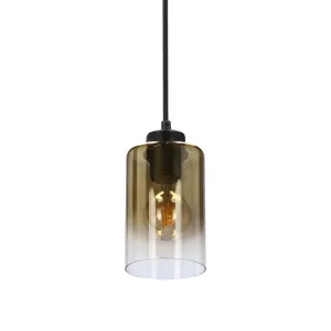 Závesná lampa Aspra čierna 1x60W e27 jantárové tienidlo