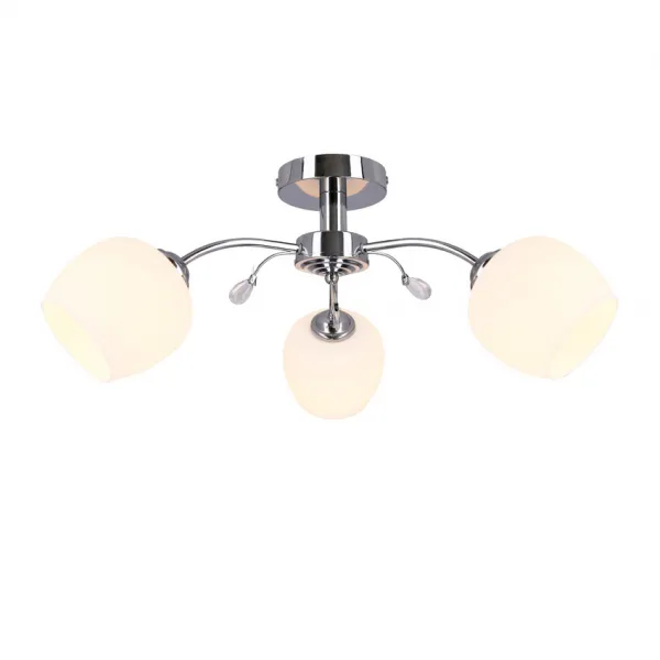 Stropná lampa Estar chróm E27 s bielym tienidlom