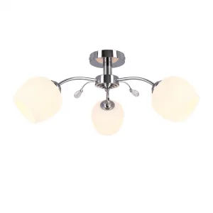 Stropná lampa Estar chróm E27 s bielym tienidlom