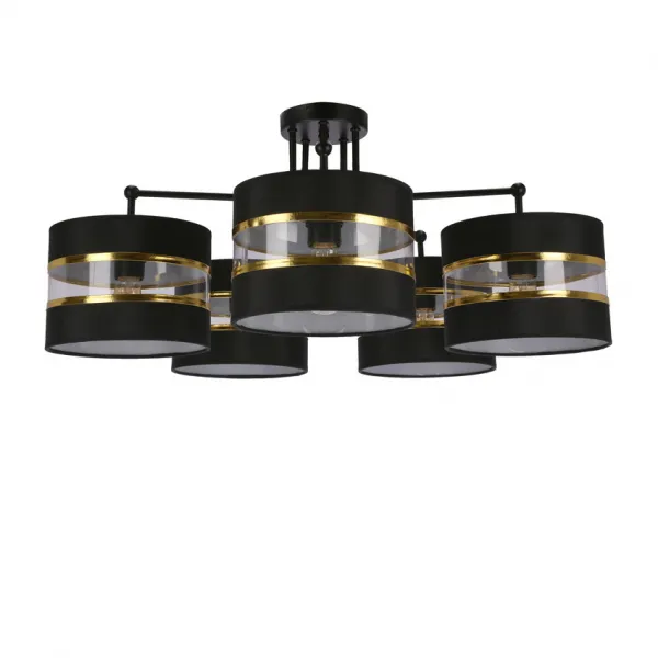 Závesná lampa Andy čierna, tienidlo E27, čierne+zlaté