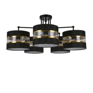 Závesná lampa Andy čierna, tienidlo E27, čierne+zlaté