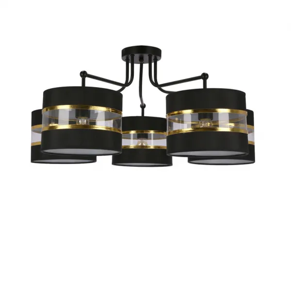 Závesná lampa Andy čierna, tienidlo E27, čierne+zlaté