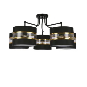 Závesná lampa Andy čierna, tienidlo E27, čierne+zlaté