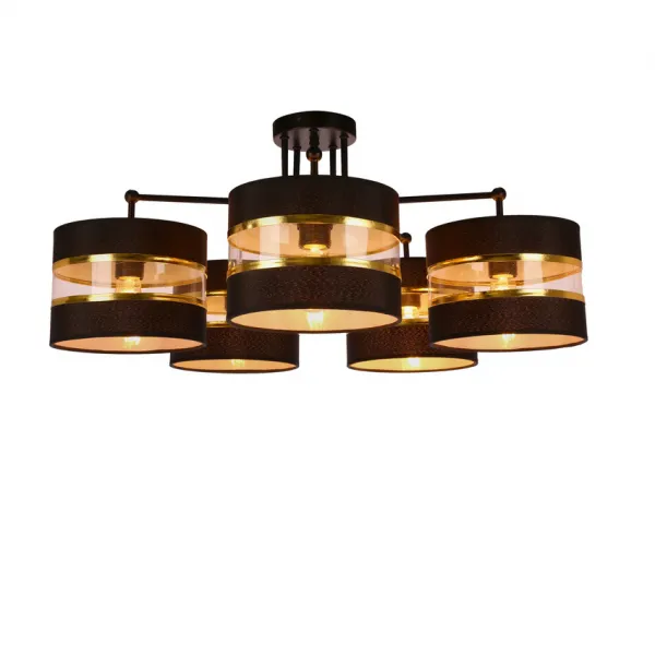 Závesná lampa Andy čierna, tienidlo E27, čierne+zlaté