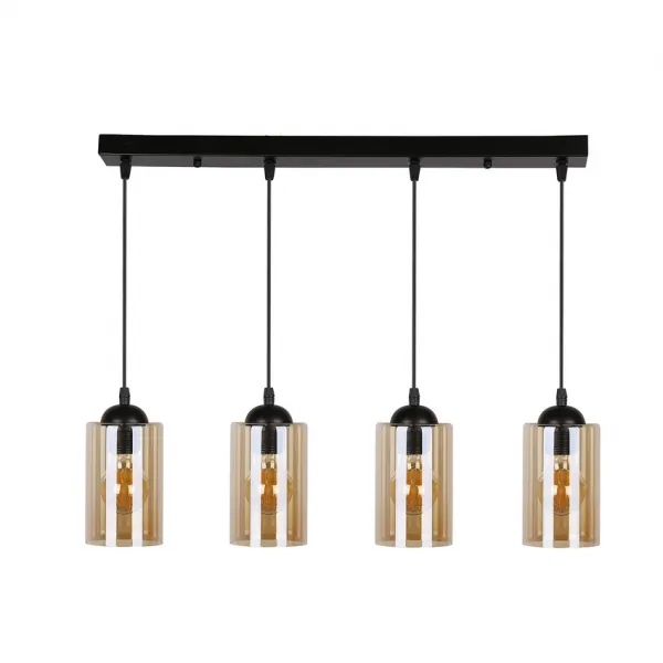 Závesná lampa pásik čierna/hnedá 4xE27 Bistro