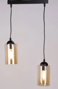 Závesná lampa pásik čierna/hnedá 2xE27 Bistro