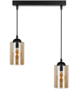 Závesná lampa pásik čierna/hnedá 2xE27 Bistro