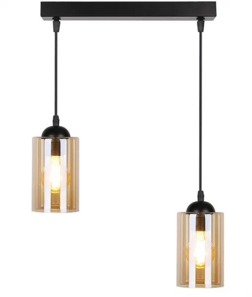 Závesná lampa pásik čierna/hnedá 2xE27 Bistro