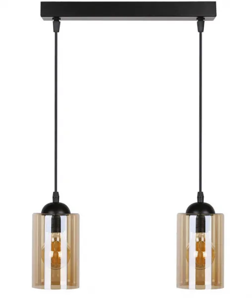 Závesná lampa pásik čierna/hnedá 2xE27 Bistro