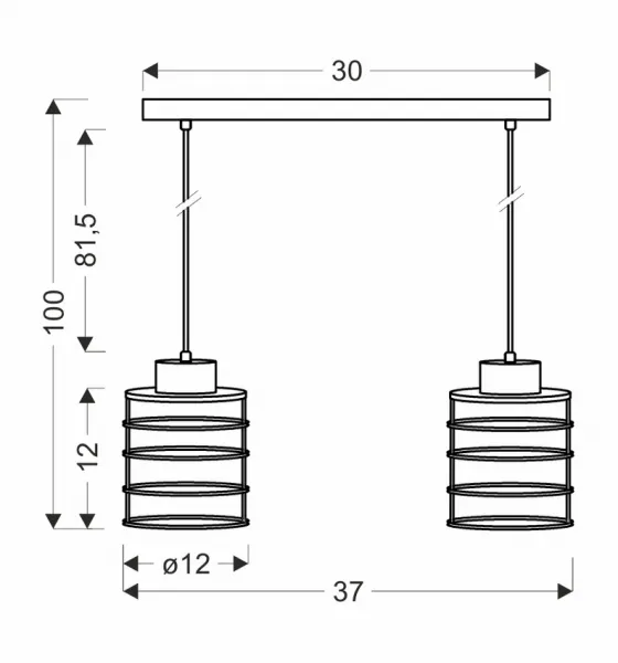 Stropná závesná lampa čierny pásik 2xE27 Glob