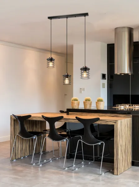 Stropná závesná lampa čierny pásik 3xE27 Glob