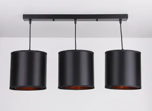 Závesná lampa čierna 3xE27 Candida