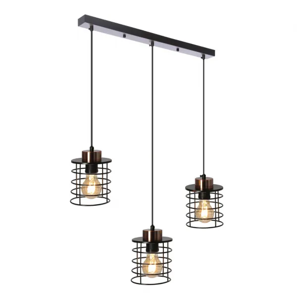 Stropná závesná lampa čierny pásik 3xE27 Glob