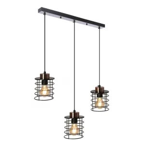 Stropná závesná lampa čierny pásik 3xE27 Glob