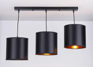 Závesná lampa čierna 3xE27 Candida