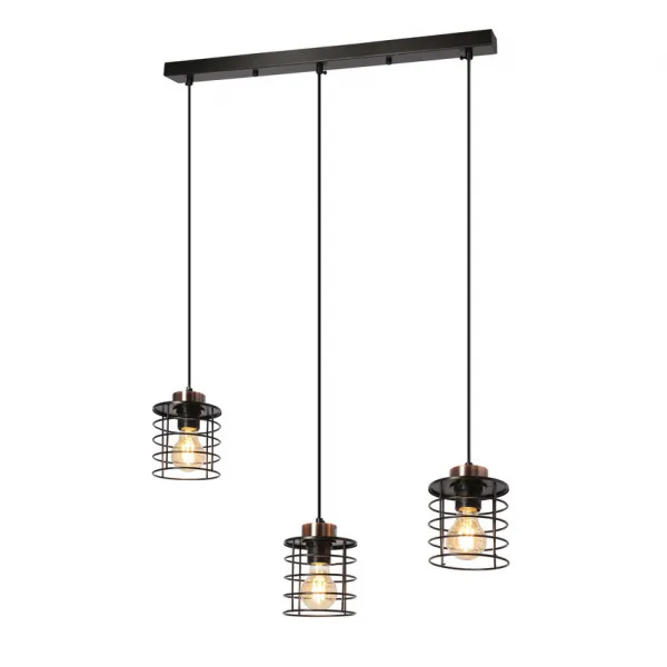 Stropná závesná lampa čierny pásik 3xE27 Glob