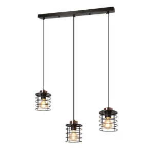 Stropná závesná lampa čierny pásik 3xE27 Glob
