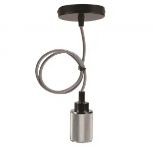 Kovová závesná chrómovo-čierna závesná lampa E27