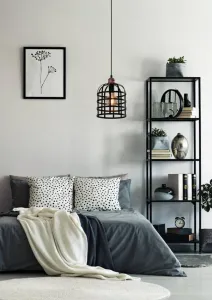 Čierna/medená kovová závesná lampa 40W E27 Soleto