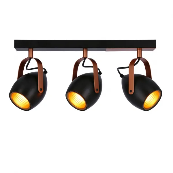 Čierno-medená nastaviteľná bodová lampa E14 3x40W Anica