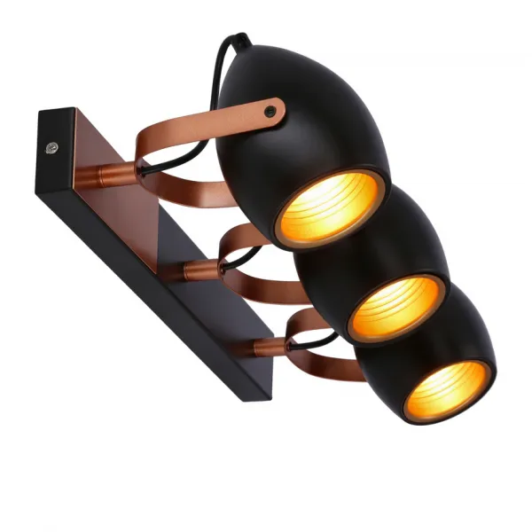 Čierno-medená nastaviteľná bodová lampa E14 3x40W Anica