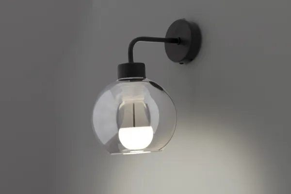 Čierna nástenná lampa 1xE27 25cm dymové tienidlo LADY