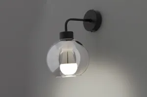 Čierna nástenná lampa 1xE27 25cm dymové tienidlo LADY
