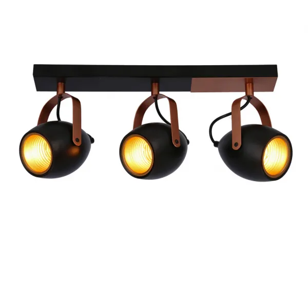 Čierno-medená nastaviteľná bodová lampa E14 3x40W Anica