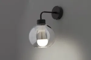 Čierna nástenná lampa 1xE27 25cm dymové tienidlo LADY