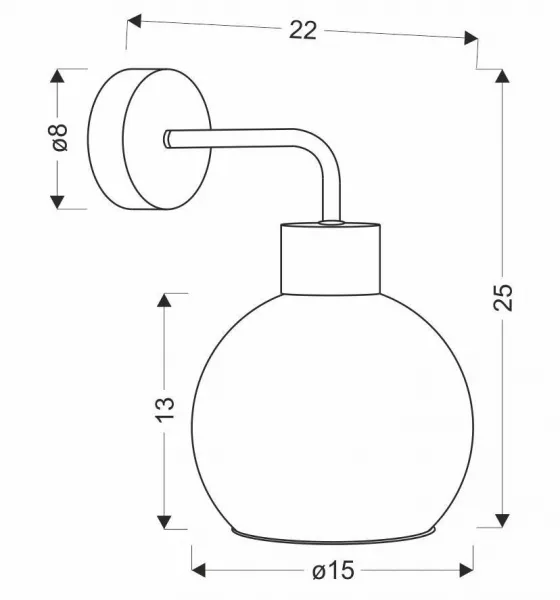 Čierna nástenná lampa 1xE27 25cm dymové tienidlo LADY