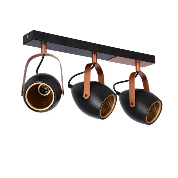 Čierno-medená nastaviteľná bodová lampa E14 3x40W Anica