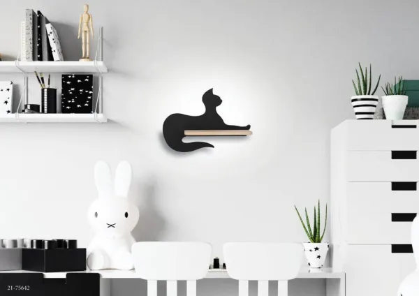LED 5W detská nástenná lampa čierna mačka sediaca mačka