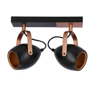 Čierno-medená nastaviteľná bodová lampa E14 2x40W Anica