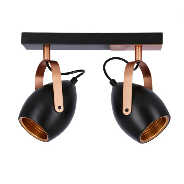 Čierno-medená nastaviteľná bodová lampa E14 2x40W Anica