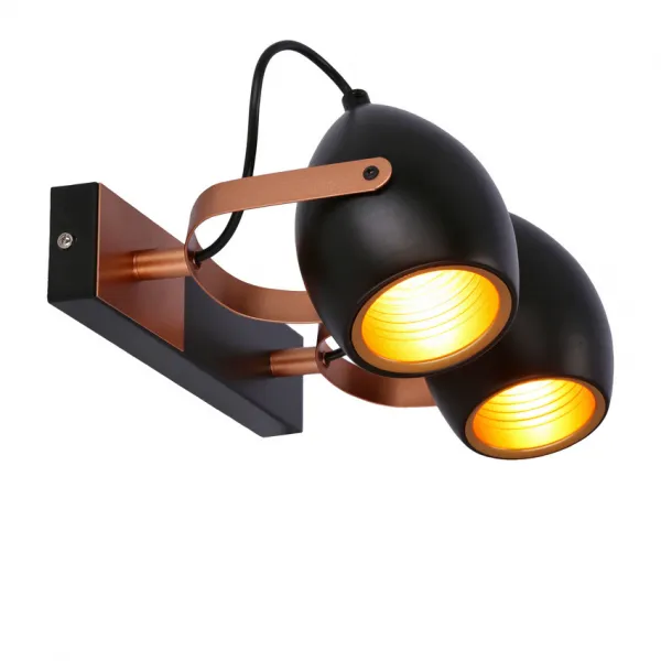Čierno-medená nastaviteľná bodová lampa E14 2x40W Anica
