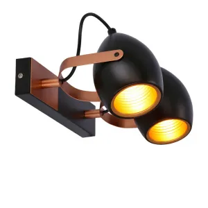 Čierno-medená nastaviteľná bodová lampa E14 2x40W Anica