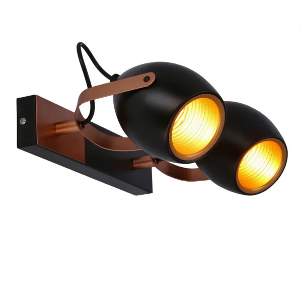 Čierno-medená nastaviteľná bodová lampa E14 2x40W Anica