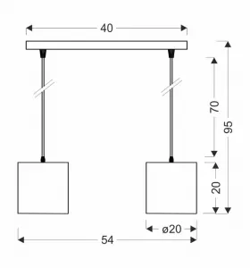 Závesná lampa biely pásik 2xE27 Atlanta