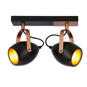 Čierno-medená nastaviteľná bodová lampa E14 2x40W Anica